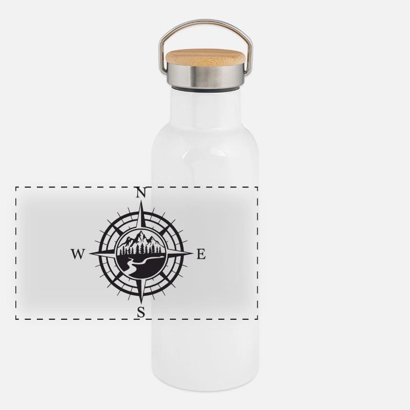 Berge - Das Abenteuer wartet auf Sie Panorama Thermosflasche mit Bambusdeckel