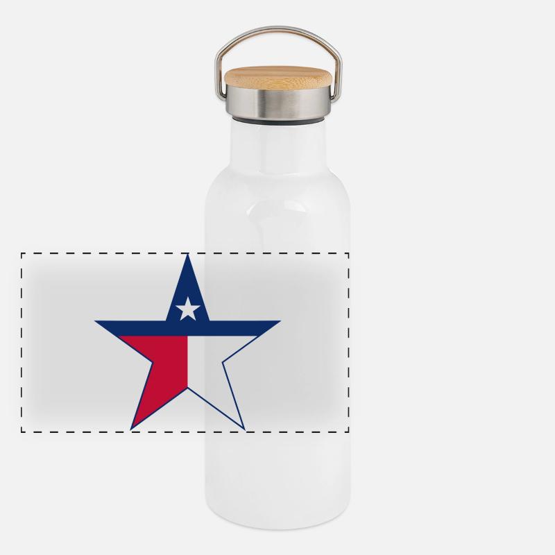 American Flag Star Design Panoramic Thermal Bottle with Bamboo Lid