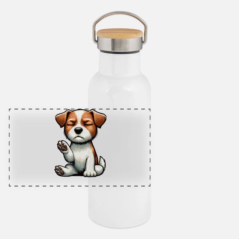 Sprich mit der Pfote Jack Russel terrier Jackie  Panorama Thermosflasche mit Bambusdeckel