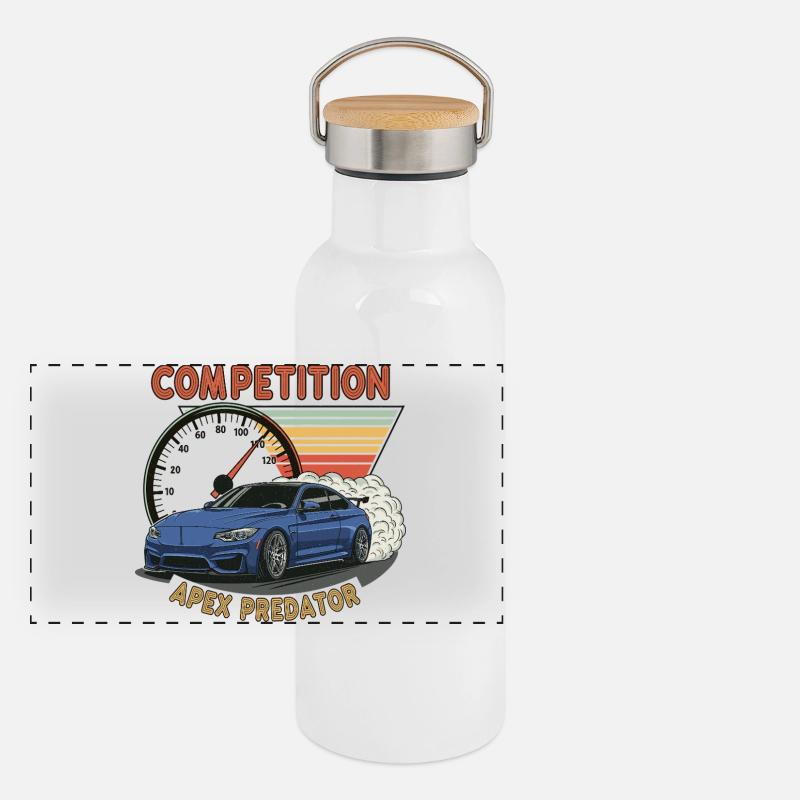 Competition Drift Car Panoramic Thermal Bottle with Bamboo Lid