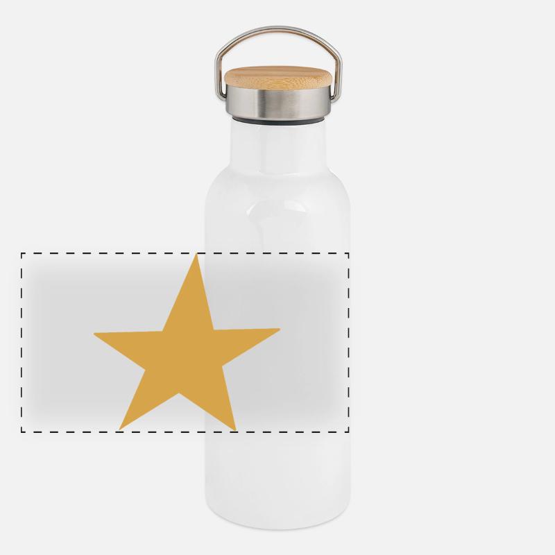 Design d’expression Golden Star - Gourde isotherme avec bouchon en bambou - blanc