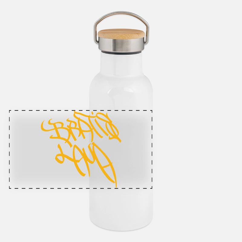 Bratislava Graffiti Tag Panorama Thermosflasche mit Bambusdeckel