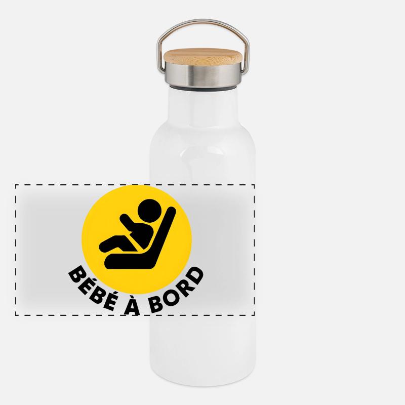 Silhouette Siege Enfant Securite Auto Jaune Gourde isotherme avec bouchon en bambou
