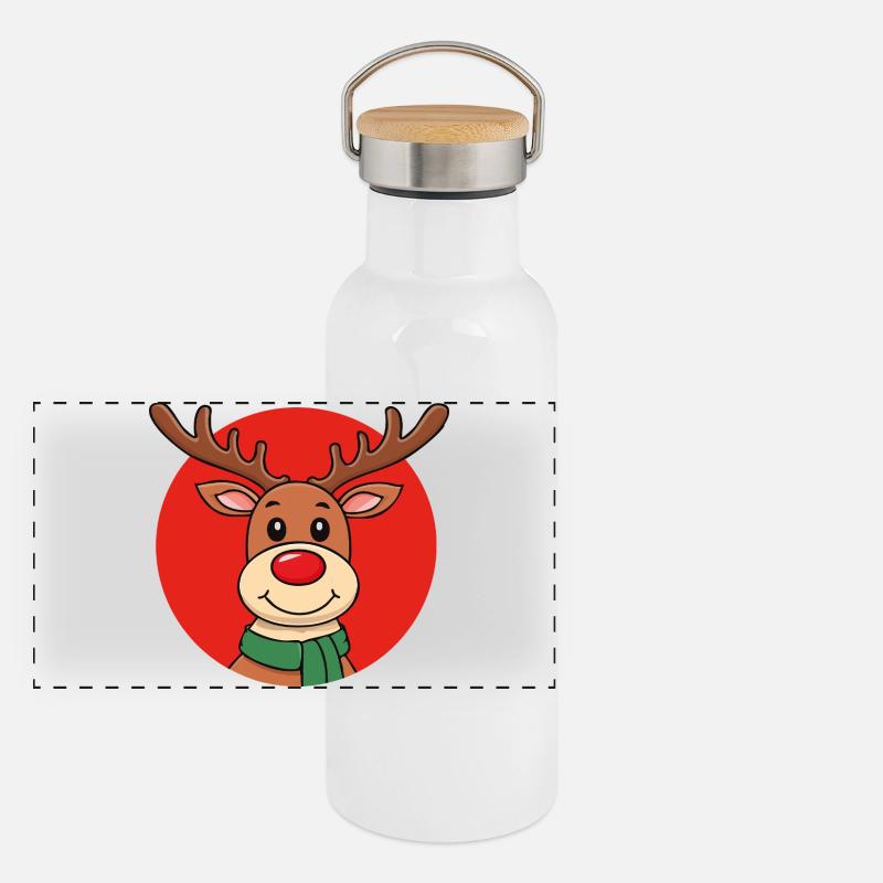 Noël des rennes Gourde isotherme avec bouchon en bambou