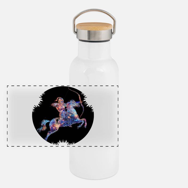 Geometric constellation Sagittarius Panoramic Thermal Bottle with Bamboo Lid