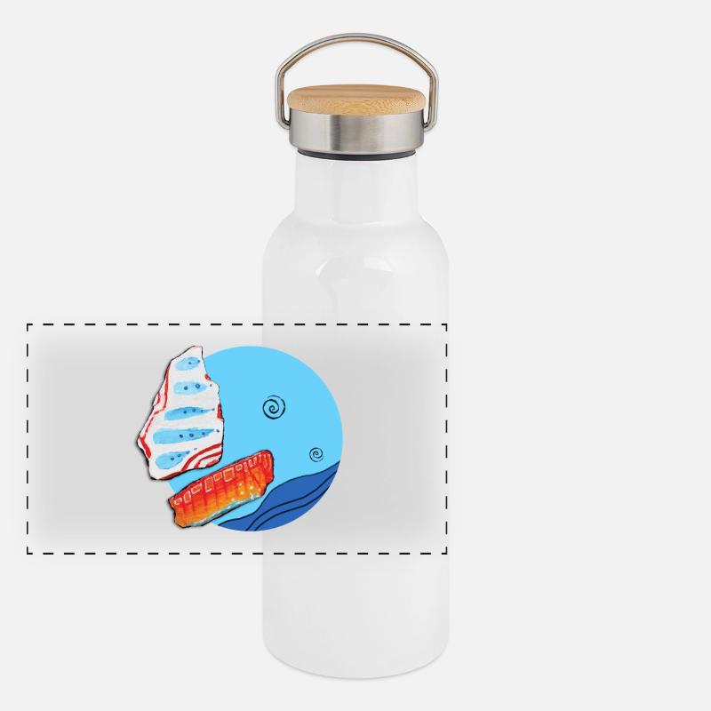Segelboot Panorama Thermosflasche mit Bambusdeckel