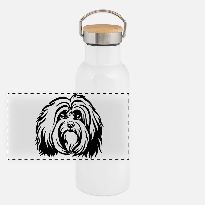 Havaneser Kopf Panorama Thermosflasche mit Bambusdeckel