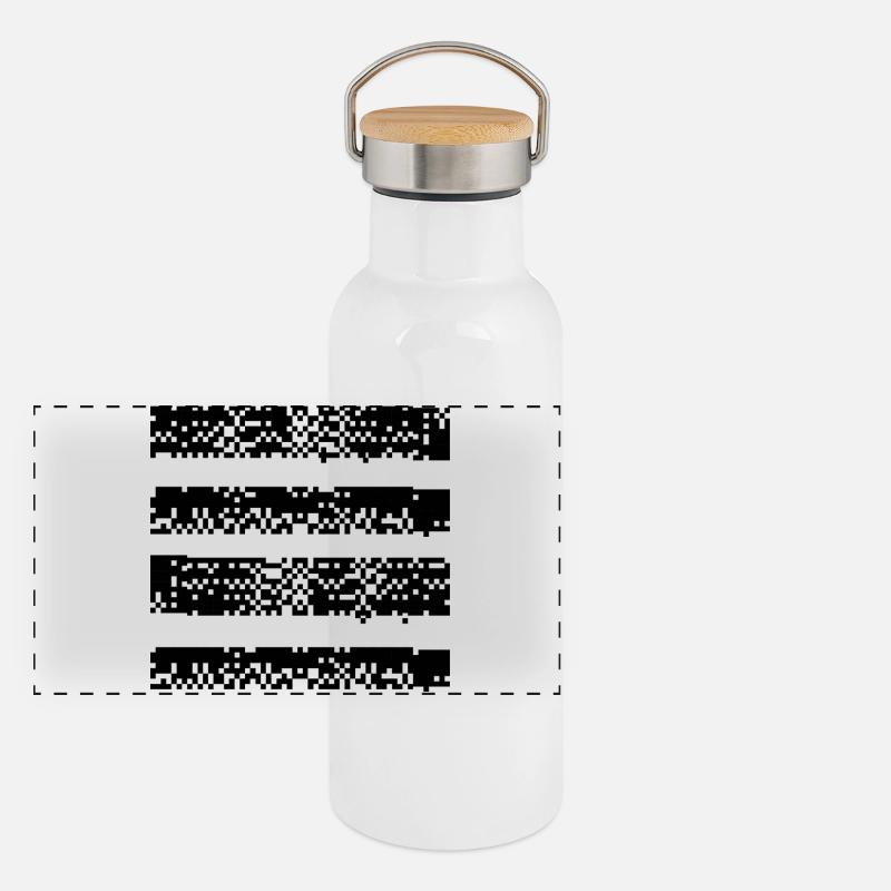 glitched pixelled lines Panoramic Thermal Bottle with Bamboo Lid