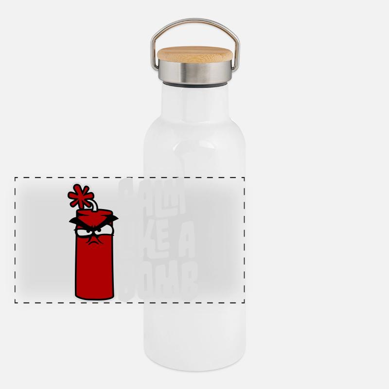 Calm Like Bomb Paradox Irony Humor Explosive Joke Panoramic Thermal Bottle with Bamboo Lid