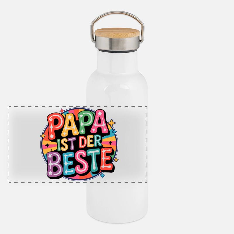 Dad Is The Best – Pop Art Color Game Panoramic Thermal Bottle with Bamboo Lid