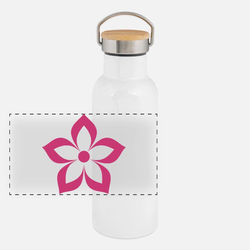 Fleurs magenta, roses Gourde isotherme avec bouchon en bambou