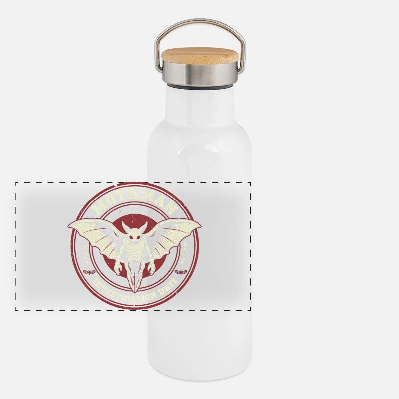 Mottenmann-Ermittlungseinheit Lustiger Kryptiden-M Panorama Thermosflasche mit Bambusdeckel