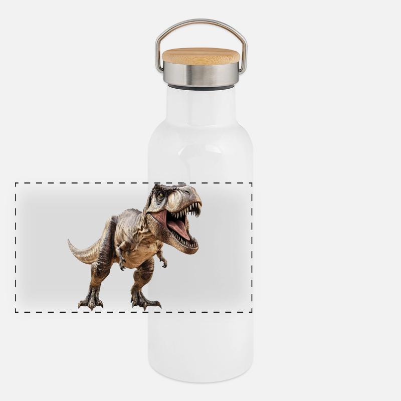 T-Rex Dino Dinosaurier Panorama Thermosflasche mit Bambusdeckel