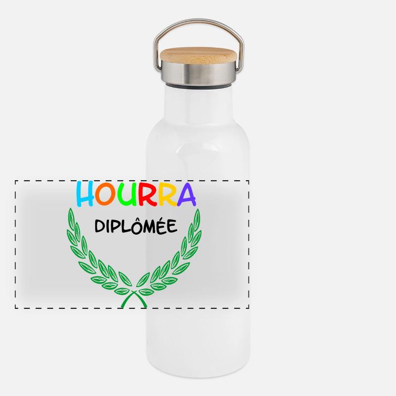 HOURRA Diplômée Gourde isotherme avec bouchon en bambou