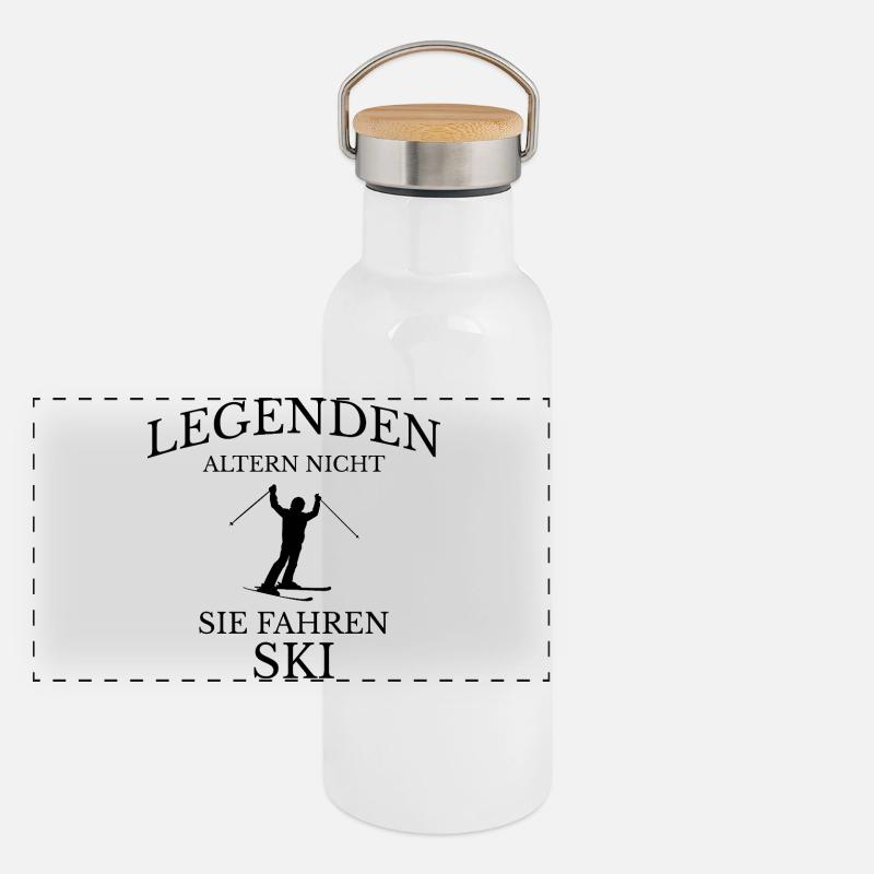 Légendes Conduisant un ski Dicton-design Gourde isotherme avec bouchon en bambou