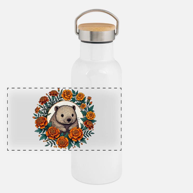 Otter Bloom Circle Panorama Thermosflasche mit Bambusdeckel