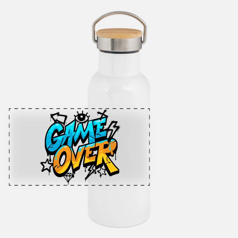 Fin du jeu Splash Néon Gourde isotherme avec bouchon en bambou