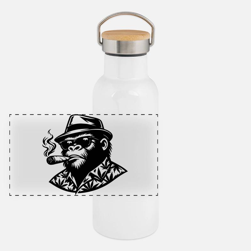 singe smoke Gourde isotherme avec bouchon en bambou
