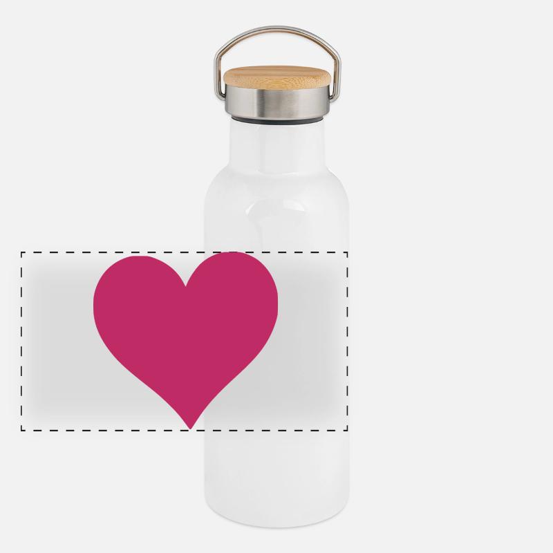 Cœur Cadeau rouge de la Saint-Valentin Gourde isotherme avec bouchon en bambou
