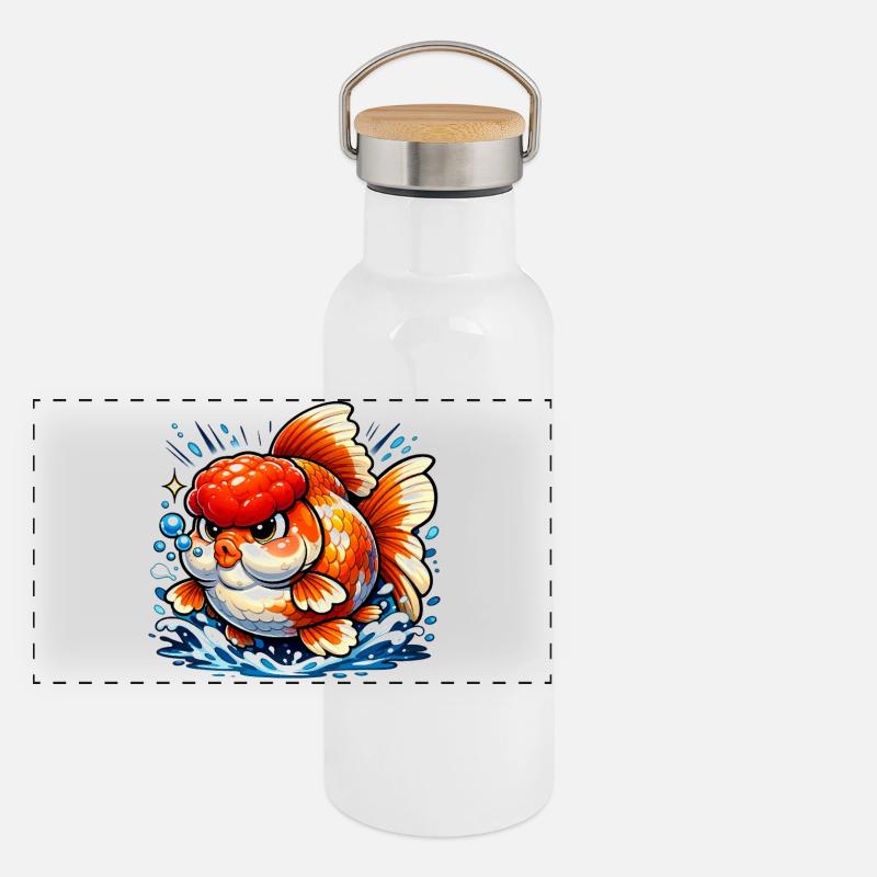 High Quality Fat Oranda Goldfish Panorama Thermosflasche mit Bambusdeckel