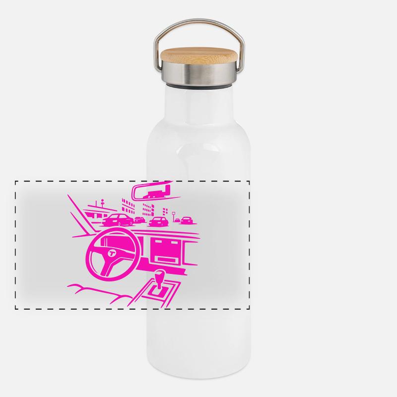 Neon Car Cockpit Panorama Thermosflasche mit Bambusdeckel