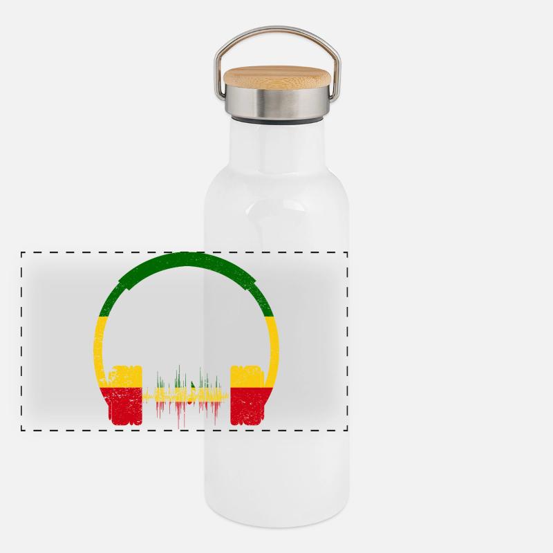 Conception des ondes casques reggae Gourde isotherme avec bouchon en bambou
