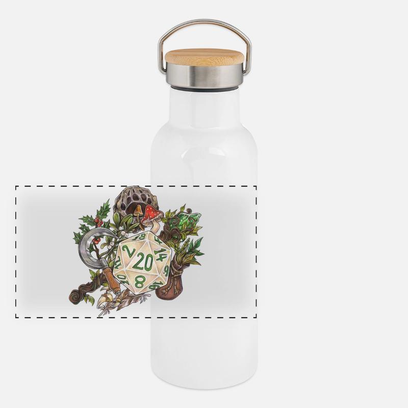 RPG Tabletop D20 Dice Gift Druid Panoramic Thermal Bottle with Bamboo Lid