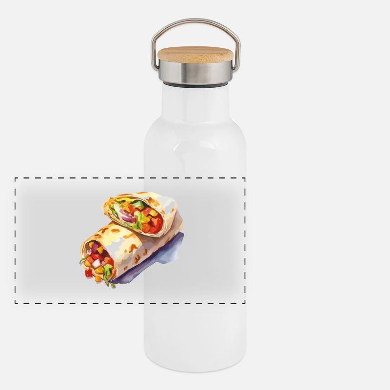 Bunter Gemüse-Wrap Illustration Panorama Thermosflasche mit Bambusdeckel