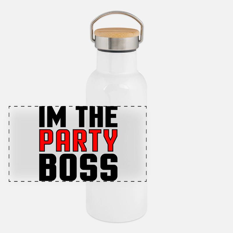 Ich bin der Party Chef Panorama Thermosflasche mit Bambusdeckel