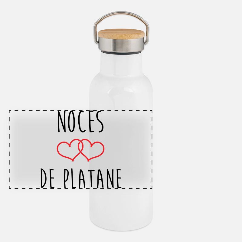 Anniversaire Mariage - Noces de Platane (61 ans) Gourde isotherme avec bouchon en bambou