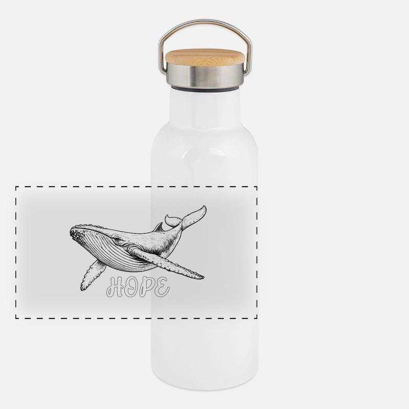 Hoffnung Wal-Rettung Hope Panorama Thermosflasche mit Bambusdeckel