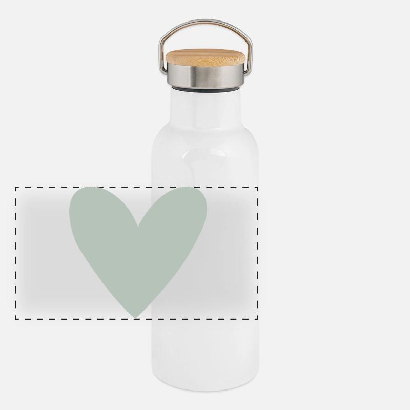 Heart Sage Green Panoramic Thermal Bottle with Bamboo Lid