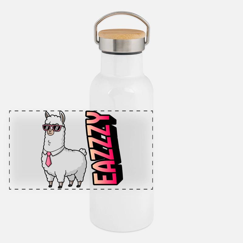 Lama im Anzug mit Pink-Sonnenbrille Panorama Thermosflasche mit Bambusdeckel