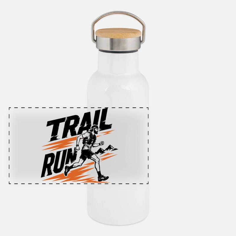 course sur sentier Gourde isotherme avec bouchon en bambou