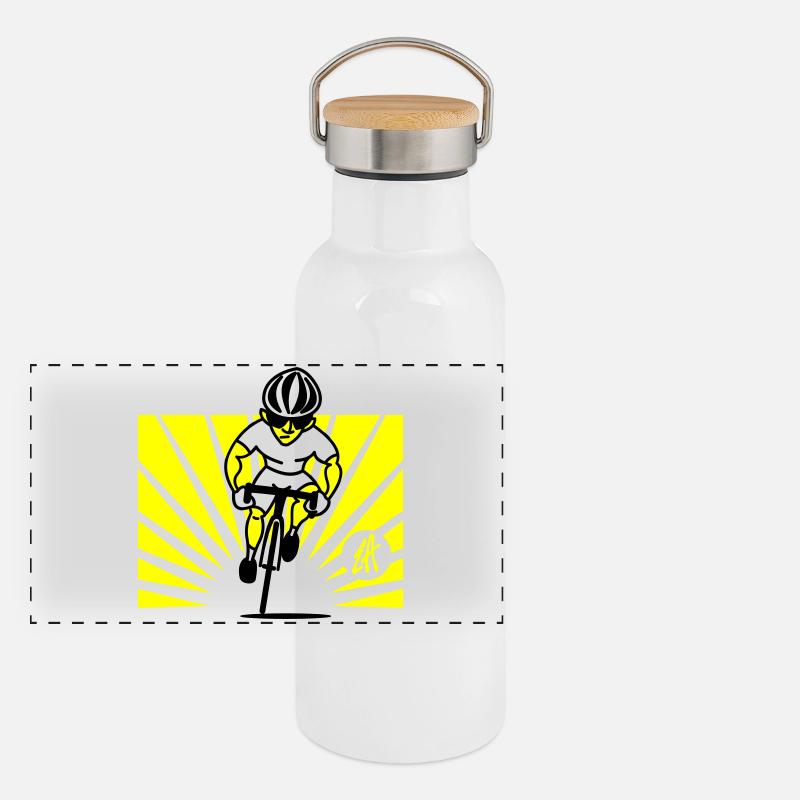 Radfahrer Panorama Thermosflasche mit Bambusdeckel
