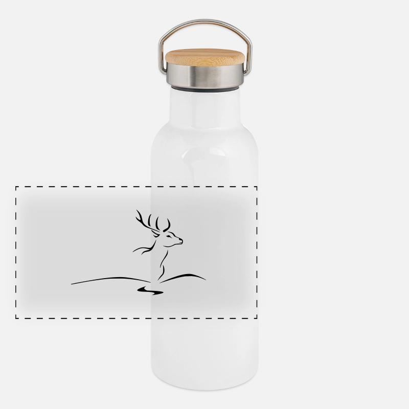 Jagd Schnitzerei Peter Panorama Thermosflasche mit Bambusdeckel