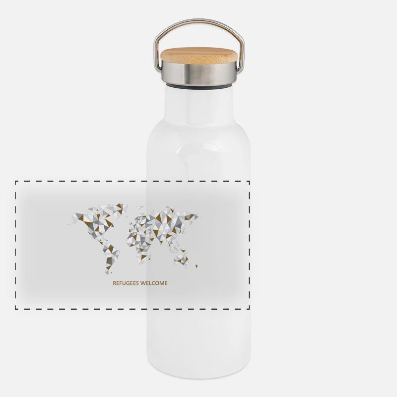 refugees welcome Panorama Thermosflasche mit Bambusdeckel