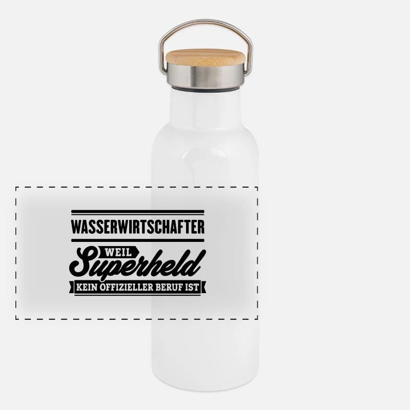 Superheld Wasserwirtschafter Panorama Thermosflasche mit Bambusdeckel