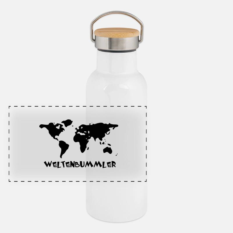 Weltenbummler Panorama Thermosflasche mit Bambusdeckel