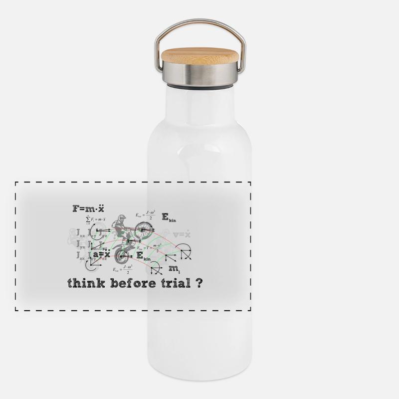 Pensez avant le procès? Gourde isotherme avec bouchon en bambou