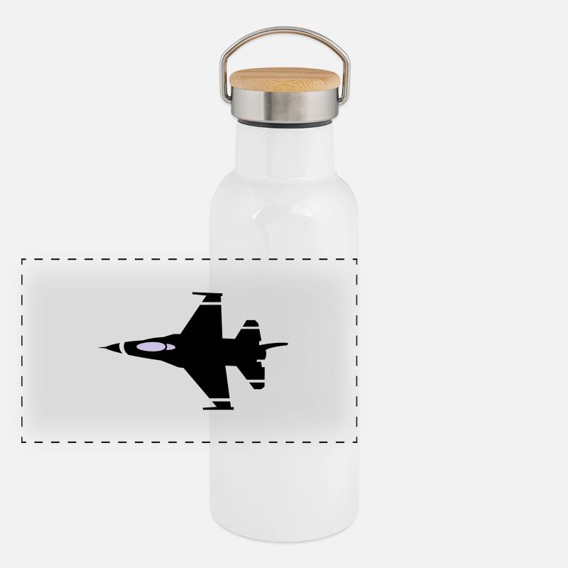 kampfjet Panorama Thermosflasche mit Bambusdeckel