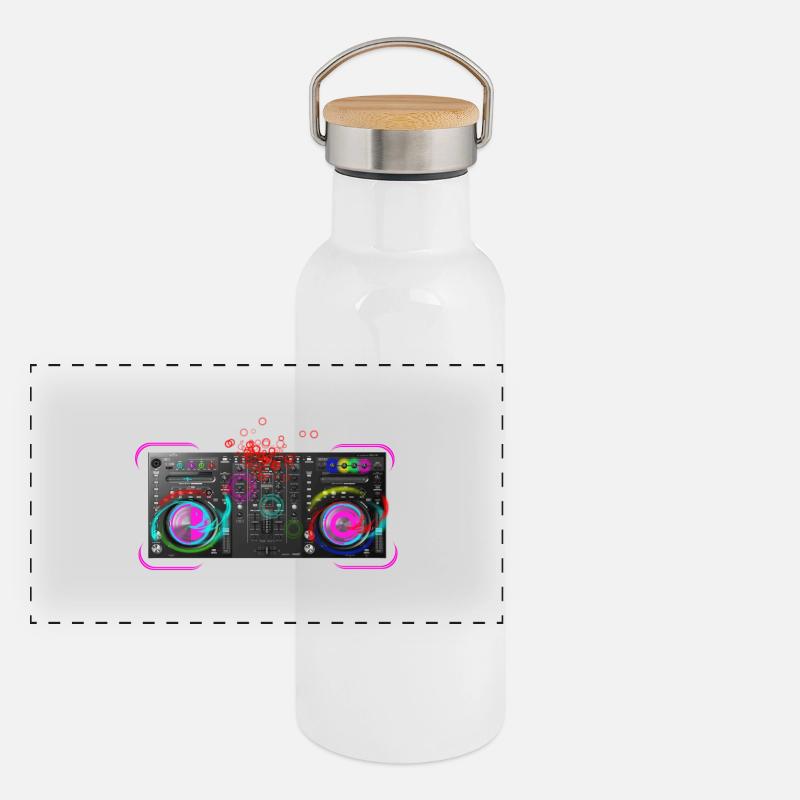 DJ Mischpult Panorama Thermosflasche mit Bambusdeckel