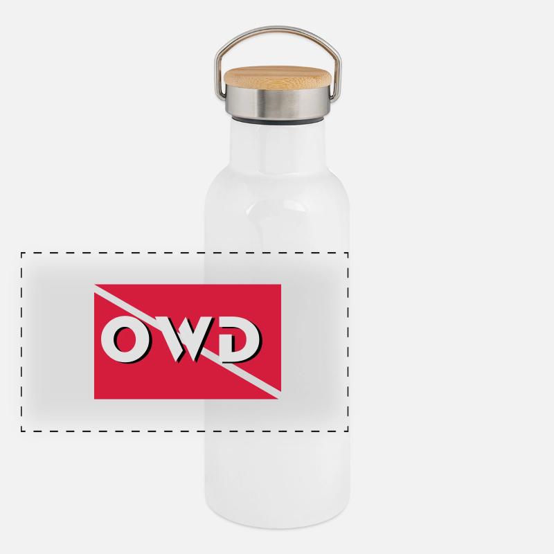 owd diver flag Taucher Tauchen Panorama Thermosflasche mit Bambusdeckel