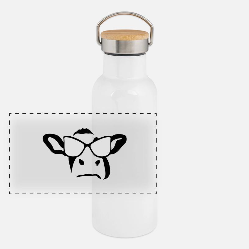 Kuh Kuh sunglass kuh Vaca mucca Panorama Thermosflasche mit Bambusdeckel