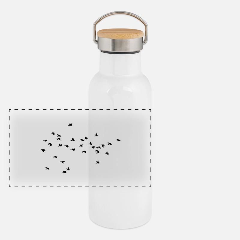 Flying Birds / Fliegende Vögel Panorama Thermosflasche mit Bambusdeckel