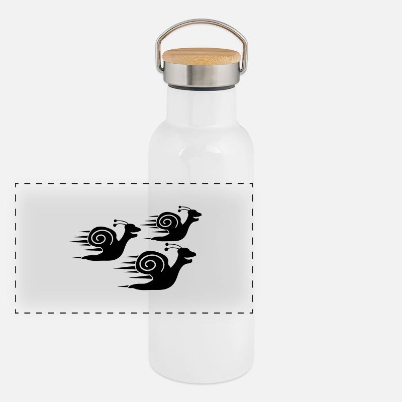 Snail Race Panorama Thermosflasche mit Bambusdeckel
