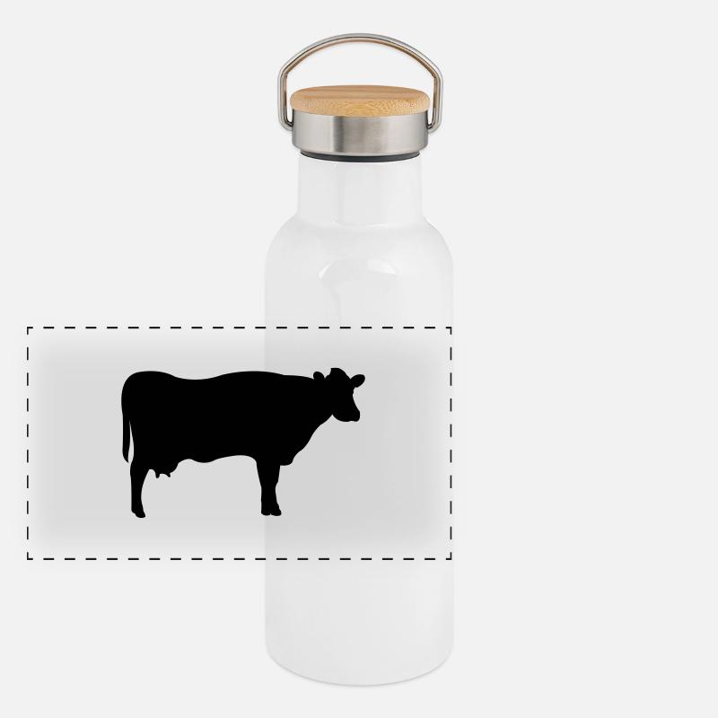 kuh Panorama Thermosflasche mit Bambusdeckel