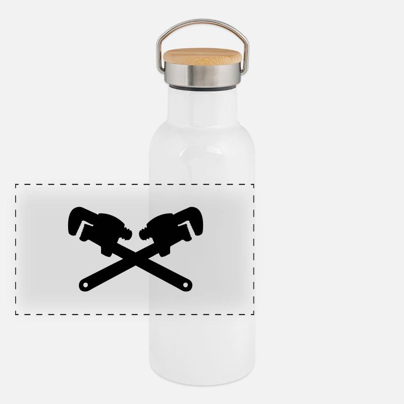 adjustable wrench tool mechanic plumber Panoramic Thermal Bottle with Bamboo Lid