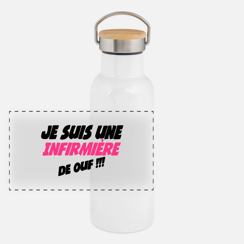 Je suis une infirmière de ouf Gourde isotherme avec bouchon en bambou