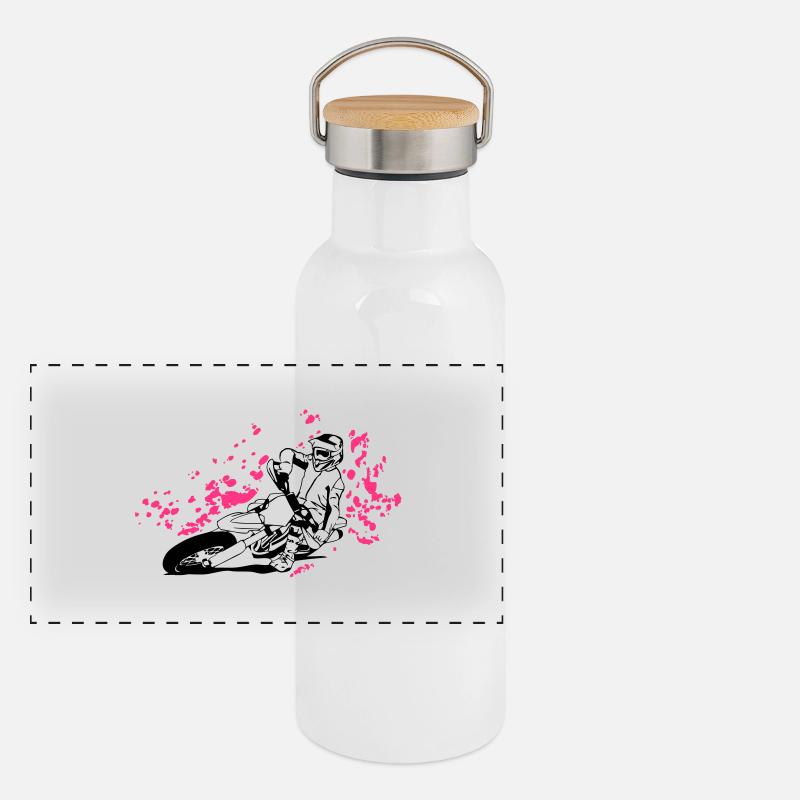 Supermoto Panorama Thermosflasche mit Bambusdeckel